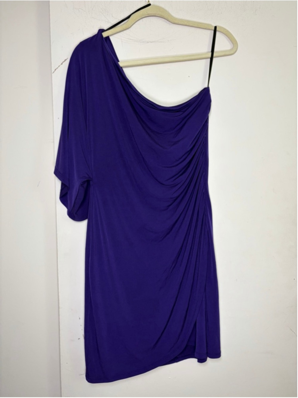 Enfocus Studio Royal Purple Asymmetrical One-Shoulder Draped Cocktail Dress 12